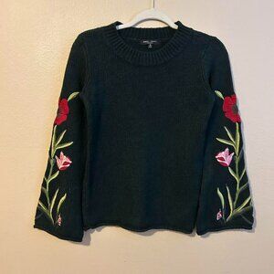 Embroidered Sleeve Knit Sweater Romeo + Juliet Couture Boutique Brand Romantic